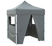 vidaXL Tente de réception pliable 2x2 m avec 4 parois Acier anthracite Blanc