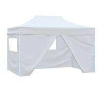vidaXL Tente de Réception Pliable avec 4 Parois Tonnelle d'Extérieur Chapiteau de Jardin Belvédère Voyage de Camping Barbecue Mariage 280x410x315 cm Acier Blanc