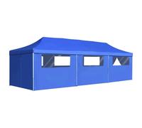 Vidaxl Tente De Réception Pliable Avec 8 Parois 3x9 M Bleu Blanc