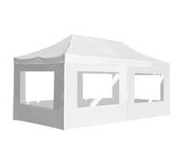 vidaXL Tente de Réception Pliable Pavillon de Jardin Chapiteau de Jardin Tonnelle Pare-soleil Imperméable Protection contre UV Extérieur avec Parois 6x3 m Blanc Blanc