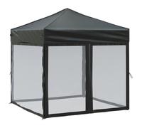 vidaXL Tente de Réception Pliable avec Parois Belvédère de Camping Pavillon d'Extérieur Tonnelle de Jardin Chapiteau Patio Noir 2x2 m
