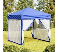 Vidaxl Tente De Réception Pliable Avec Parois Bleu 2x2 M