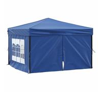 vidaXL Tente de Réception Pliable avec Parois Belvédère de Camping Pavillon d'Extérieur Tonnelle de Jardin Chapiteau Patio Bleu 3x3 m