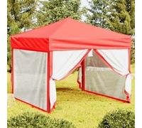 vidaXL Tente de Réception Pliable avec Parois Belvédère de Camping Pavillon d'Extérieur Tonnelle de Jardin Chapiteau Patio 93534 Rouge G