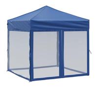 Vidaxl Tente De Réception Pliable Avec Parois Bleu 2x2 M