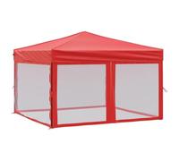 vidaXL Tente de Réception Pliable avec Parois Belvédère de Camping Pavillon d'Extérieur Tonnelle de Jardin Chapiteau Patio Rouge 3x3 m