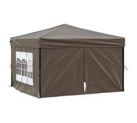 vidaXL Tente de Réception Pliable avec Parois Belvédère de Camping Pavillon d'Extérieur Tonnelle de Jardin Chapiteau Patio Taupe 3x3 m
