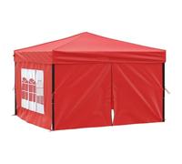 vidaXL Tente de Réception Pliable avec Parois Belvédère de Camping Pavillon d'Extérieur Tonnelle de Jardin Chapiteau Patio Rouge 3x3 m