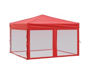 vidaXL Tente de Réception Pliable avec Parois Belvédère de Camping Pavillon d'Extérieur Tonnelle de Jardin Chapiteau Patio Rouge 3x3 m
