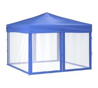 Vidaxl Tente De Réception Pliable Avec Parois Bleu 3x3 M