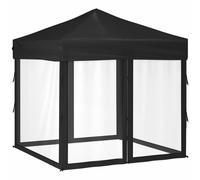 Vidaxl Tente De Réception Pliable Avec Parois Noir 2x2 M