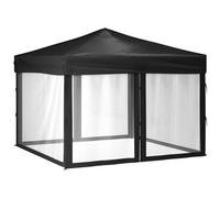 Vidaxl Tente De Réception Pliable Avec Parois Noir 3x3 M