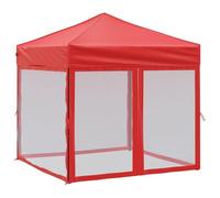 vidaXL Tente de Réception Pliable avec Parois Belvédère de Camping Pavillon d'Extérieur Tonnelle de Jardin Chapiteau Patio Rouge 2x2 m