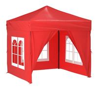 vidaXL Tente de réception pliable avec parois Rouge 2x2 m Rouge