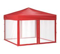 Vidaxl Tente De Réception Pliable Avec Parois Rouge 3x3 M