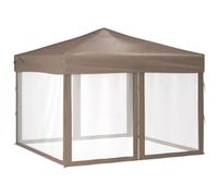 Vidaxl Tente De Réception Pliable Avec Parois Taupe 3x3 M