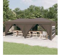 vidaXL Tente de réception pliable avec parois Taupe 3 x 6 m