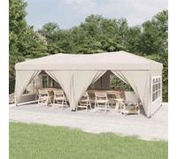 vidaXL Tente de Réception Pliable avec Parois, Tonnelle de Camping, Belvédère de Pique-nique, Pavillon de Jardin Terrasse 93543 Beige G