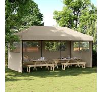 Vidaxl Tente De Réception Pliable Escamotable 3 Parois Latérales Taupe