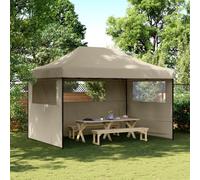 Vidaxl Tente De Réception Pliable Escamotable 3 Parois Latérales Taupe