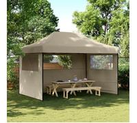 vidaXL Tente de réception pliable escamotable 3 parois latérales taupe 4005018