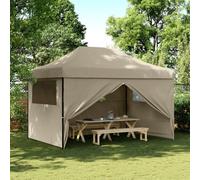 Vidaxl Tente De Réception Pliable Escamotable 4 Parois Latérales Taupe
