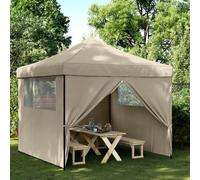 Vidaxl Tente De Réception Pliable Escamotable 4 Parois Latérales Taupe