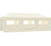 vidaXL Tente de réception pliable avec 8 parois 3x9 m Blanc cassé