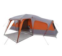 vidaXL Tente familiale avec dôme de porche 9 personnes gris et orange, tente, tente de jardin, abri extérieur, tente de 4009586