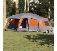 vidaXL Tente familiale avec dôme de porche 9 personnes gris et orange, tente, tente de jardin, abri extérieur, tente de 4009586