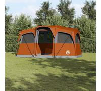 Vidaxl Tente Familiale Avec Fenêtres En Dôme Grise & Orange 10-Personnes Imperméable