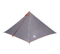 vidaXL Tente Familiale Tipi 7 Personnes, Tente d'Ombrage avec Sac de Transport, Auvent de Camping, Abri de Jardin, Gris et Orange Imperméable