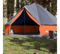 Vidaxl Tente Familiale Tipi 8 Personnes Gris Et Orange Imperméable
