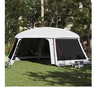 Tente piscine toit amovible parois maille gris 670x590 cm