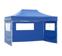 vidaXL Tente Pliable avec 3 Parois 3x4,5 m Bleu Tonnelle de Jardin Chapiteau 44971