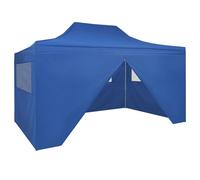 Vidaxl Tente Pliable Avec 4 Parois Latérales 3 X 4,5 M Bleu Bleu