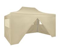Vidaxl Tente Pliable Avec 4 Parois Latéraux 3 X 4,5 M Blanc Crème Blanc