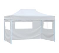 vidaXL Tente Pliable de Réception avec 3 Parois Tonnelle d'Extérieur Chapiteau de Jardin Voyage de Camping Barbecue Mariage 3x4,5 m Blanc