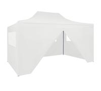 Vidaxl Tente Pliable De Réception Avec 4 Parois 3 X 4,5 M Blanc Blanc