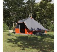vidaXL Tente Tipi familiale grise et orange 8 personnes 358 x 296 x 258 cm Taffetas imperméable