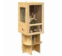 vidaXL Terrarium Marron 50 x 50 x 130 cm OSB, Enceinte Rustique et Robuste pour Reptiles, Terrarium carré, Habitat pour Animaux, en Verre, intérieur