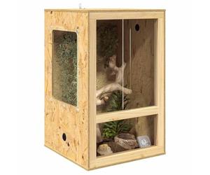vidaXL Terrarium Marron 50 x 50 x 80 cm OSB, Terrarium carré Rustique, Habitat en Verre, Cage Durable pour Reptiles, Maison intérieure pour Animaux
