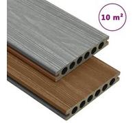 vidaXL Terrasplanken met accessoires 10 mÂ² 2,2 m HKC bruin en grijs3070463 Brun G