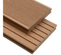vidaXL Terrasplanken met accessoires 10 mÂ² 2,2 m massief HKC teak275676 Brun G