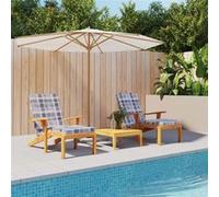 Coussins De Chaise Longue Lot De 2 Gris Motif À Carreaux