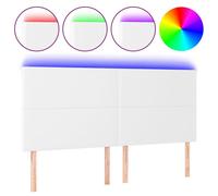 Vidaxl Tête De Lit À Led Blanc 200x5x118/128 Cm Similicuir Blanc