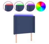 3123764 vidaXL Tête de lit à LED Bleu 103x16x118-128 cm Tissu