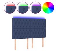Vidaxl Tête De Lit À Led Bleu 144x7x118/128 Cm Tissu Bleu