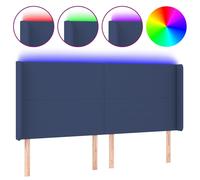 Vidaxl Tête De Lit À Led Bleu 163x16x118/128 Cm Tissu Bleu