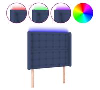 Vidaxl Tête De Lit À Led Bleu 93x16x118/128 Cm Tissu Bleu